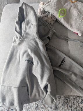 Essentials Heather Grey Sweatpants with Elastic Waistband